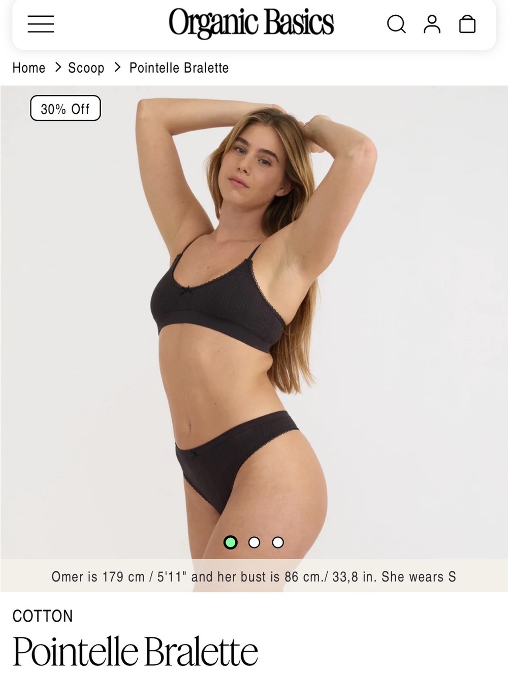 Organic Basics Black Lace-Trim Wireless Bralette